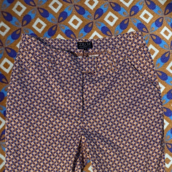 ZILCH Mosaic Print Pant Rust Brown Multicoloured  Cotton Spandex, Small, NWT - Picture 1 of 15